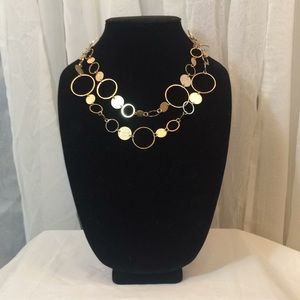 NY & Co Gold Circle Hoop Chain Disco Club Necklace